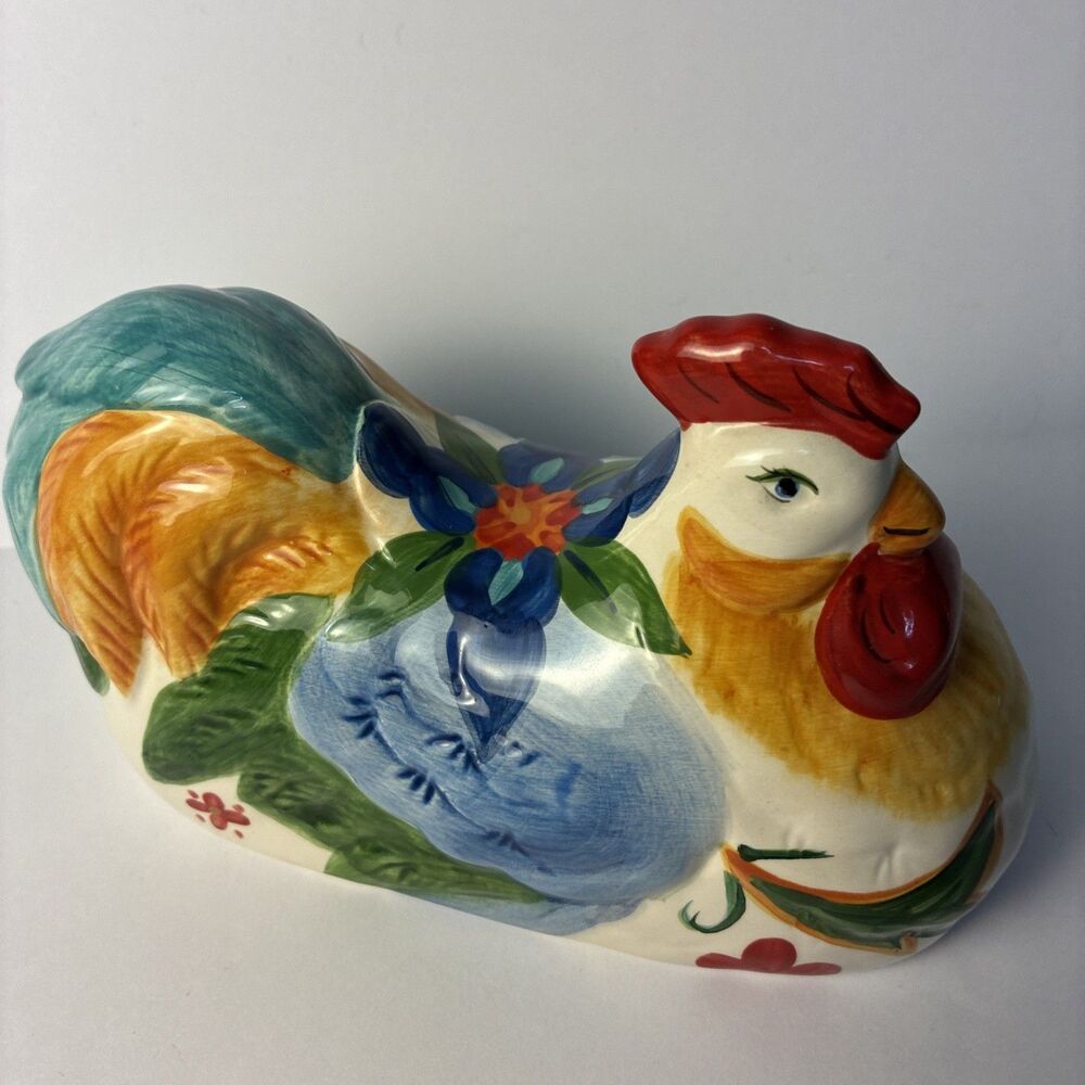 Quadrifoglio Italy Chicken Figurine Colorful Hand Painted Pottery